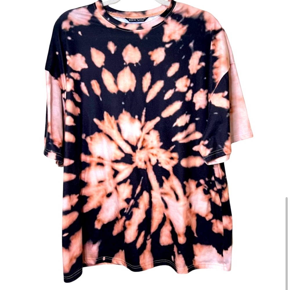 SHEIN Reverse Spiral Tie Dye Soft T Shirt Top OVERSIZED Fits like XL 😊